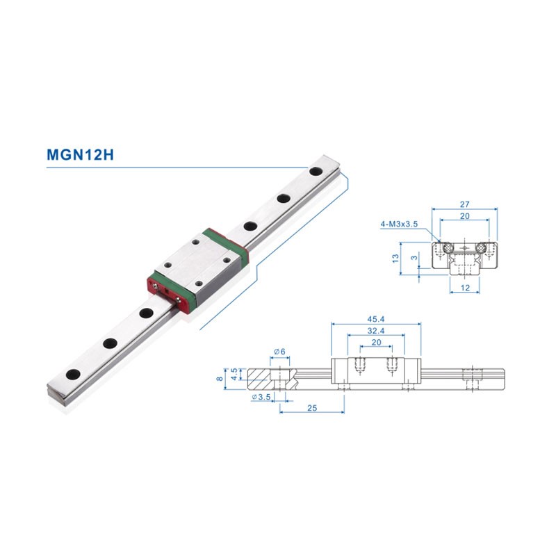 Rel Linear Guide MGN12 12mm 10 - Linear Rail Mgn12H Set ulasan dan harga